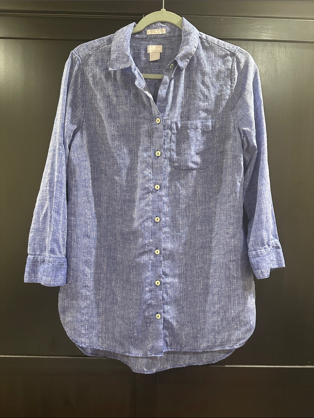 Chico's Indigo Blue Button-Down Tunic Shirt